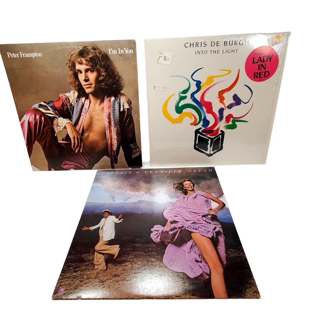 Lot of 3 A&M Vinyl Records Peter Frampton Chris de Burgh 12" 33 rpm Vintage